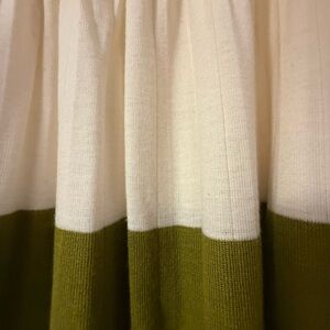 midi Skirt in Cream and Grass Green